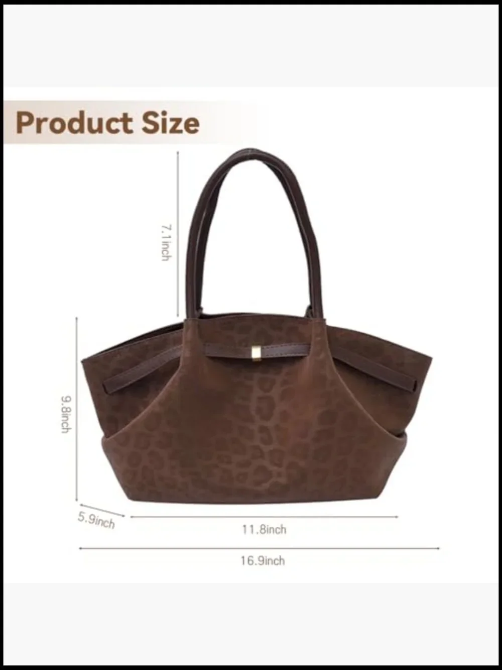 Leopard Print Faux Suede Tote Hobo Bag Large Capacity Shoulder Handbag Vintage